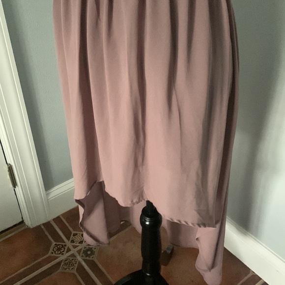 Doe & Rae Dress Halter Crepe Flowy High Low Sleeveless - Picture 3 of 9